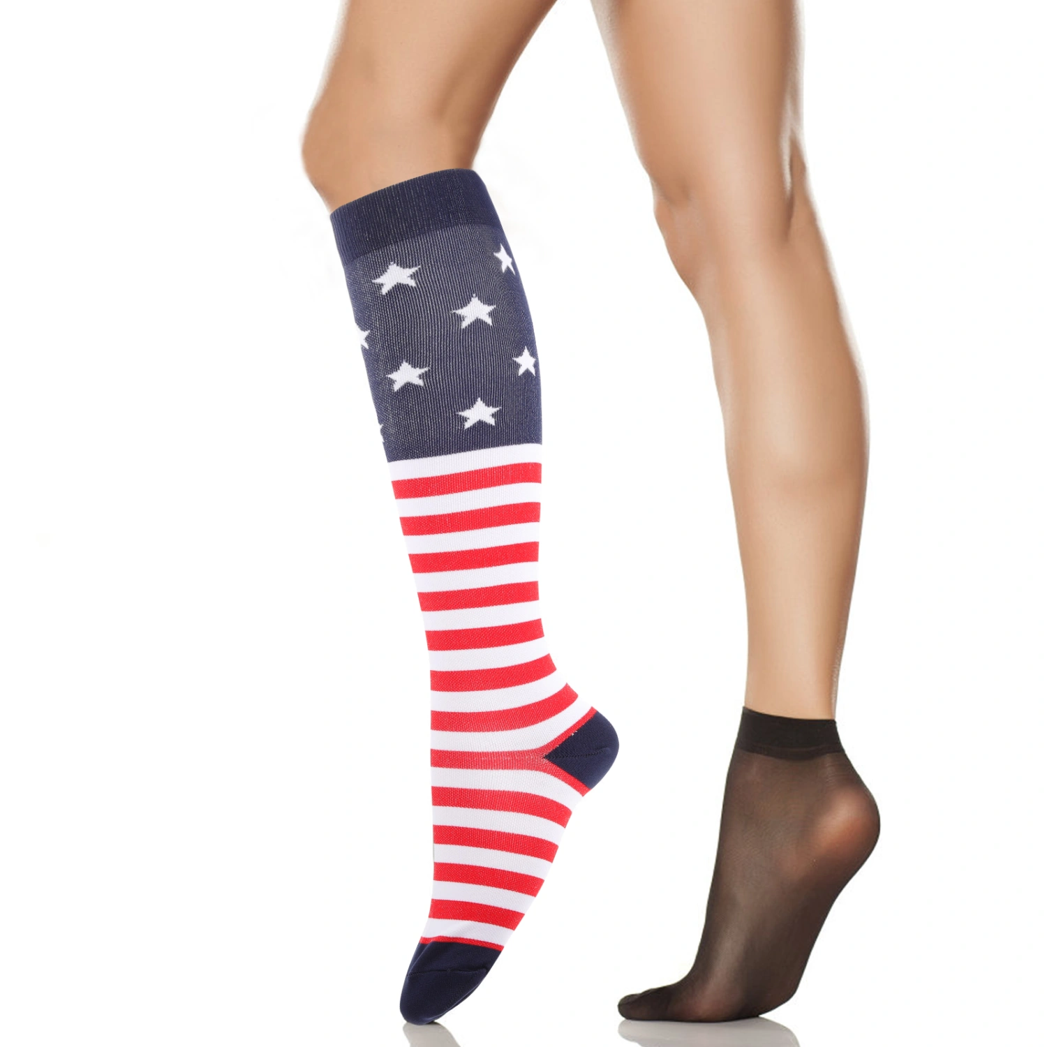 3 Pairs American Flag Socks Knee High Socks Elastic Sports Socks for Men Women