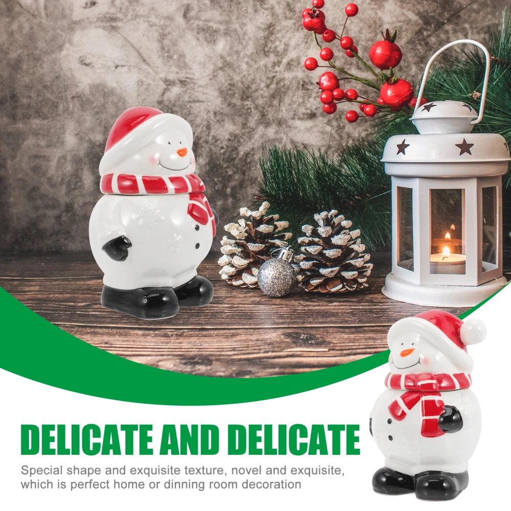 Christmas Snowman Cookie Jar Adorable Candy Container Snowman Figurine Craft