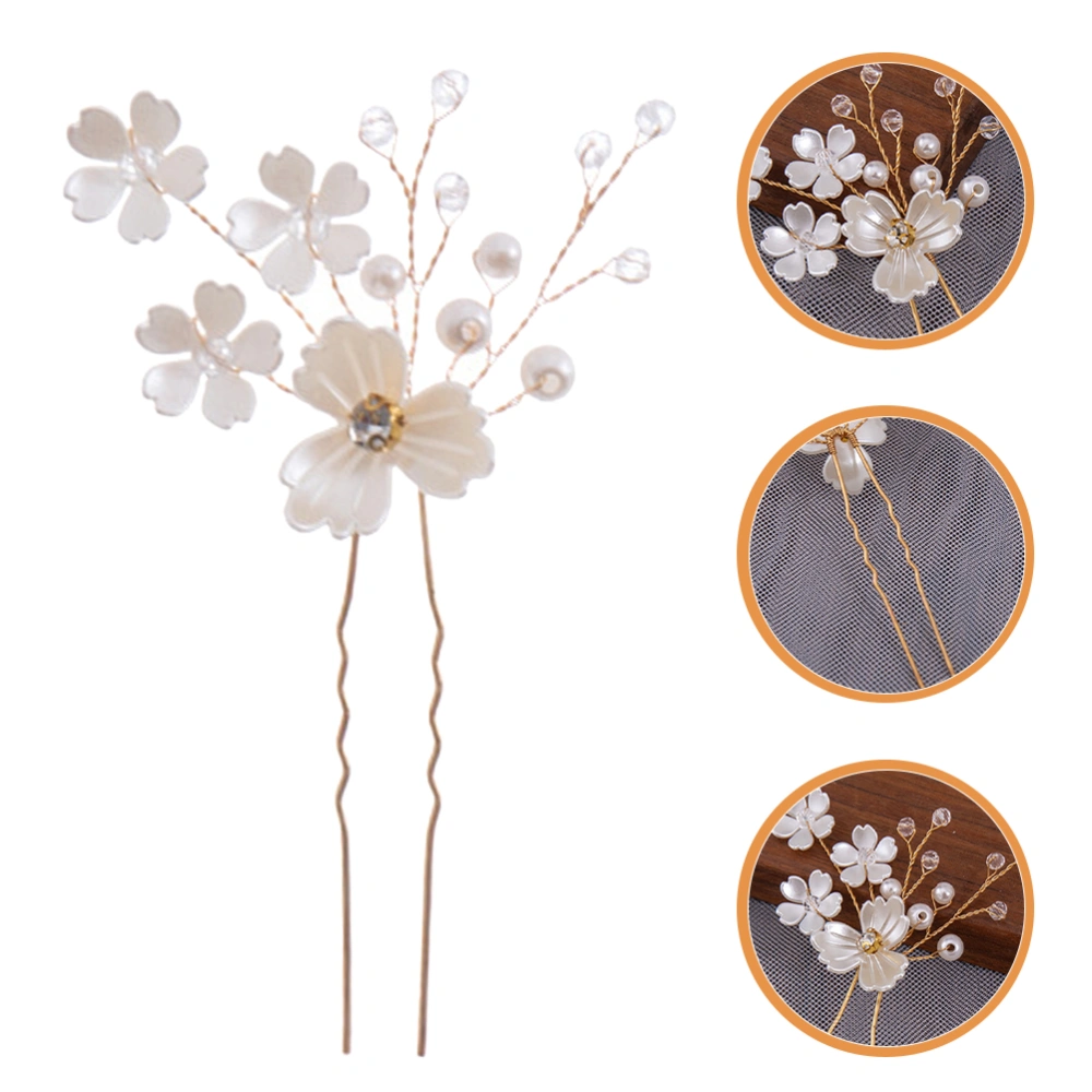 Wedding Bride Hairpin Flower Hair Fork Women Buns Stick Girls Hair Accessories