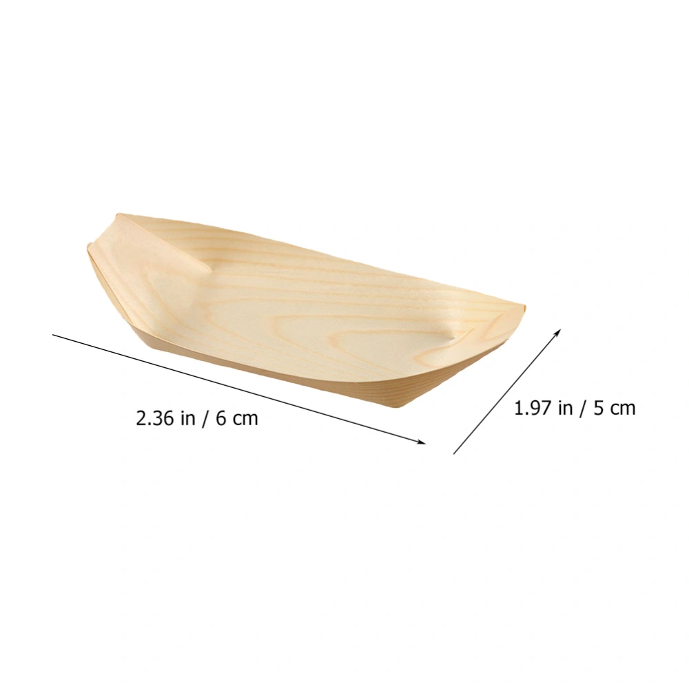 200Pcs Wooden Food Boats Multi-function Sushi Dishes Household Sushi Plates Sushi Supply