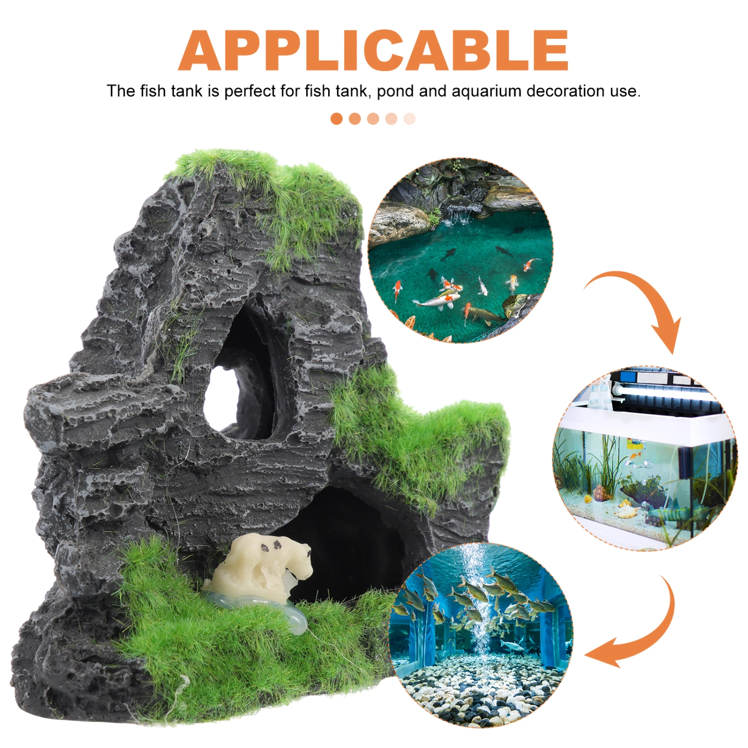 Decorative Fish Hideout Aquarium Resin Rockery Fish Tank Decor Resin Aquarium Cave for Fish Tank