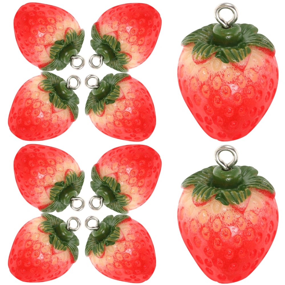 10Pcs Strawberry Pendant Charms Fruit Charms Strawberry Earring Charms 3D Strawberry Hanging Pendant Ornament