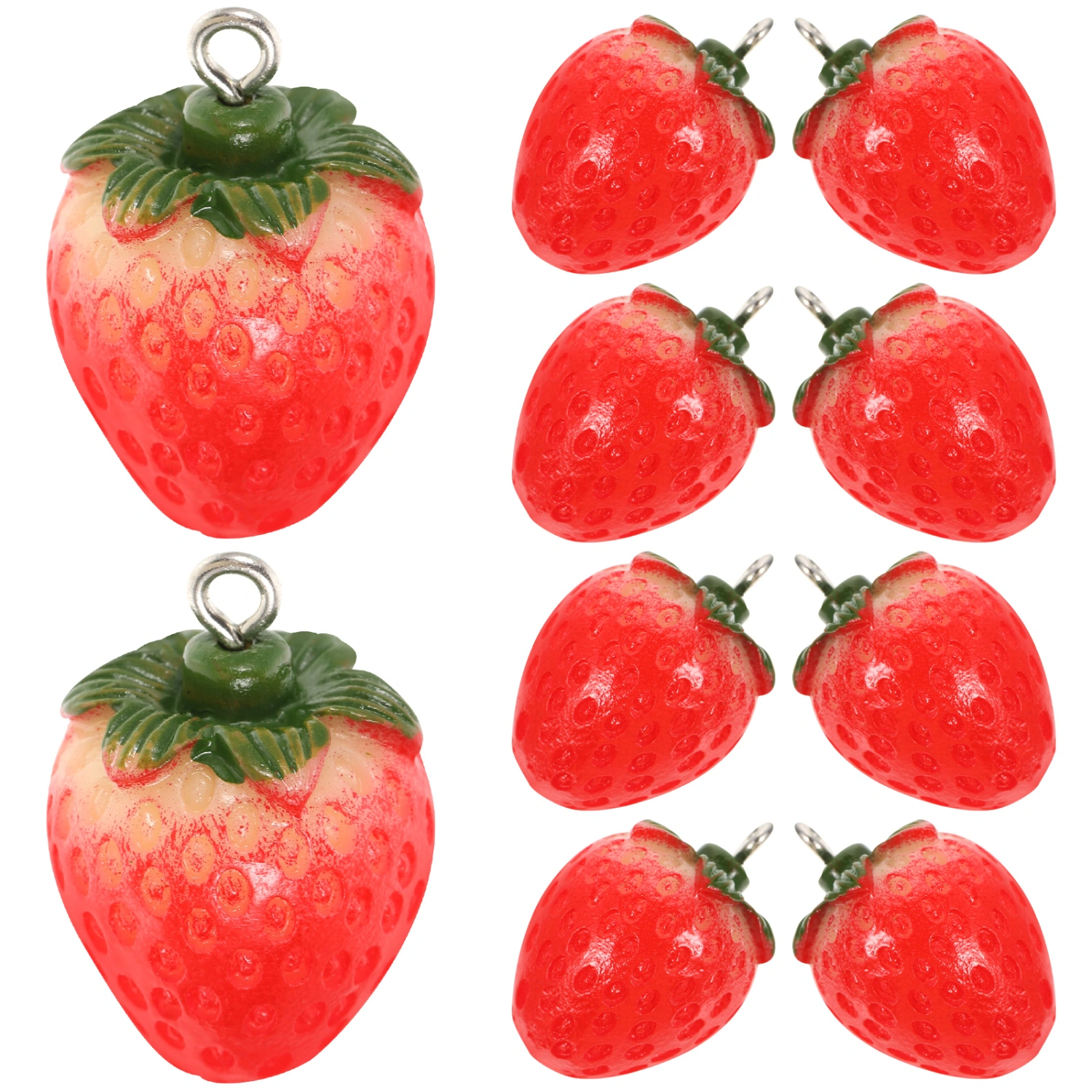 10Pcs Strawberry Pendant Charms Fruit Charms Strawberry Earring Charms 3D Strawberry Hanging Pendant Ornament