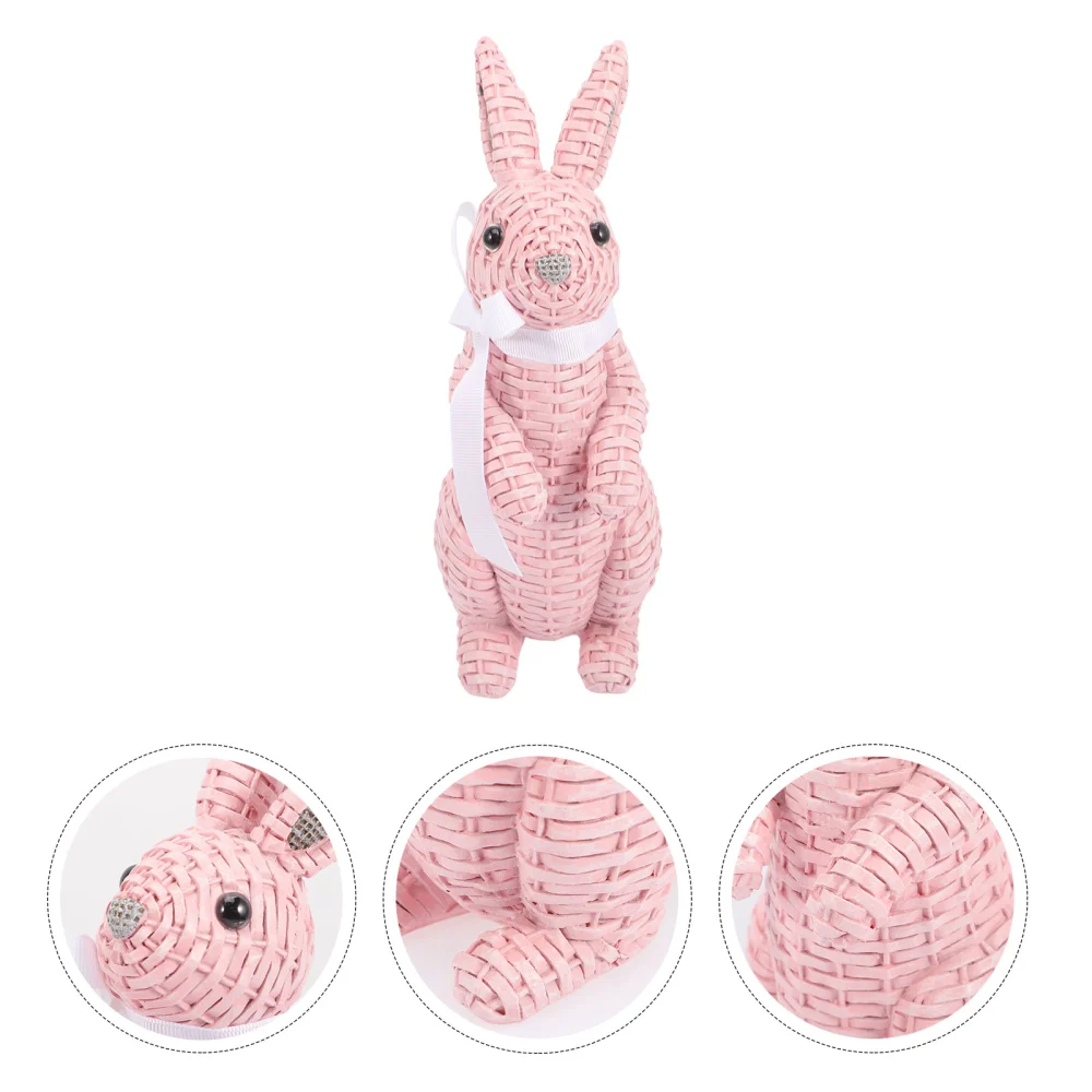 Cartoon Woven Bunny Garden Bunny Figurine Garden Woven Bunny Ornament for Party Decor