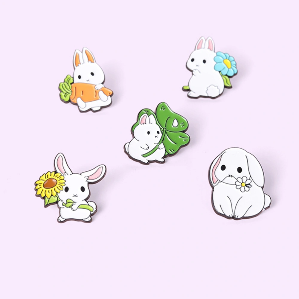 5pcs Brooch Pins Cartoon Animal Brooches Rabbit Designs Brooch Pins Clothes Lapel Pins