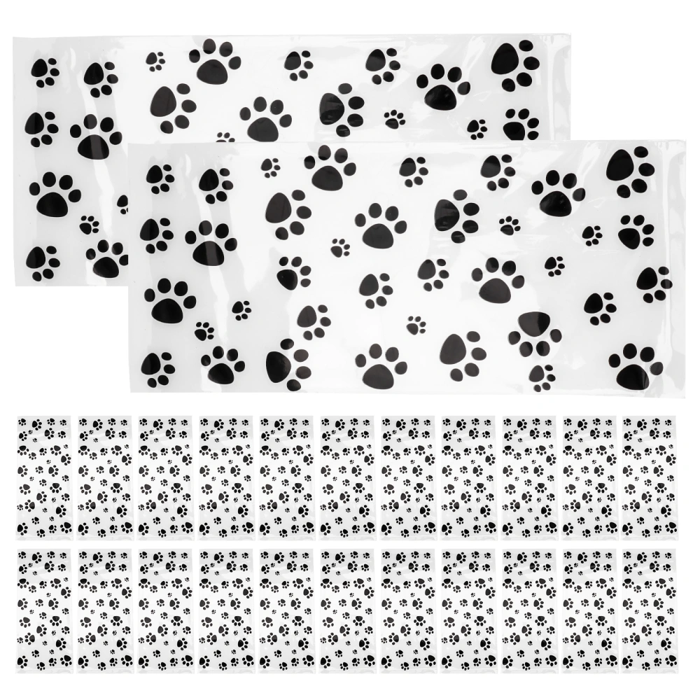 100Pcs Dog Paw Printed Gift Bags Candy Cookies Bags Dog Theme Party Favors Bags