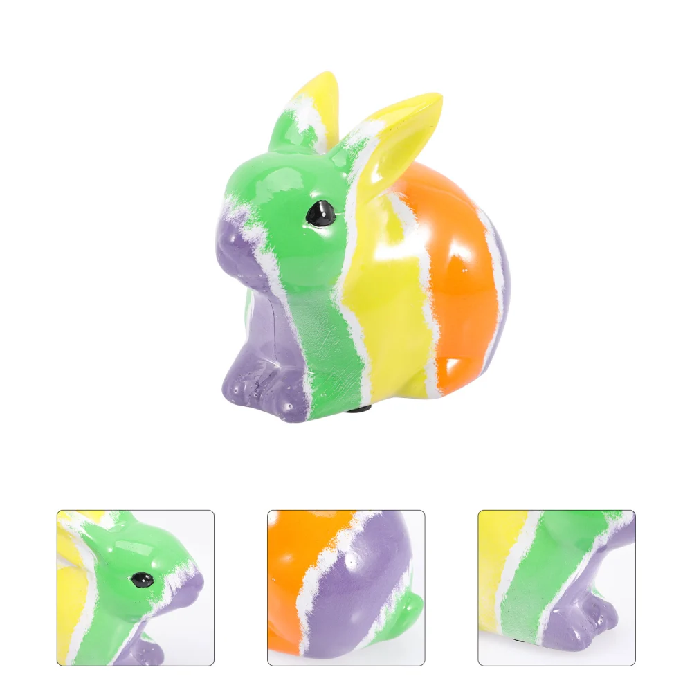 Colorful Resin Rabbit Figurine Bunny Statue DIY Bunny Decoration for Desktop Cabinet