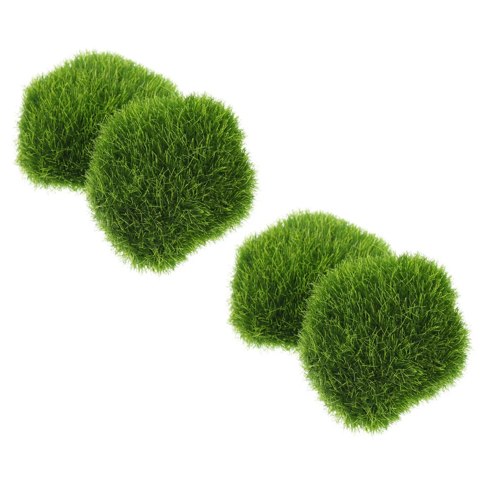 4pcs Fake Moss Ornaments Artificial Moss Stones Decorative Faux Moss Micro-landscape Ornaments