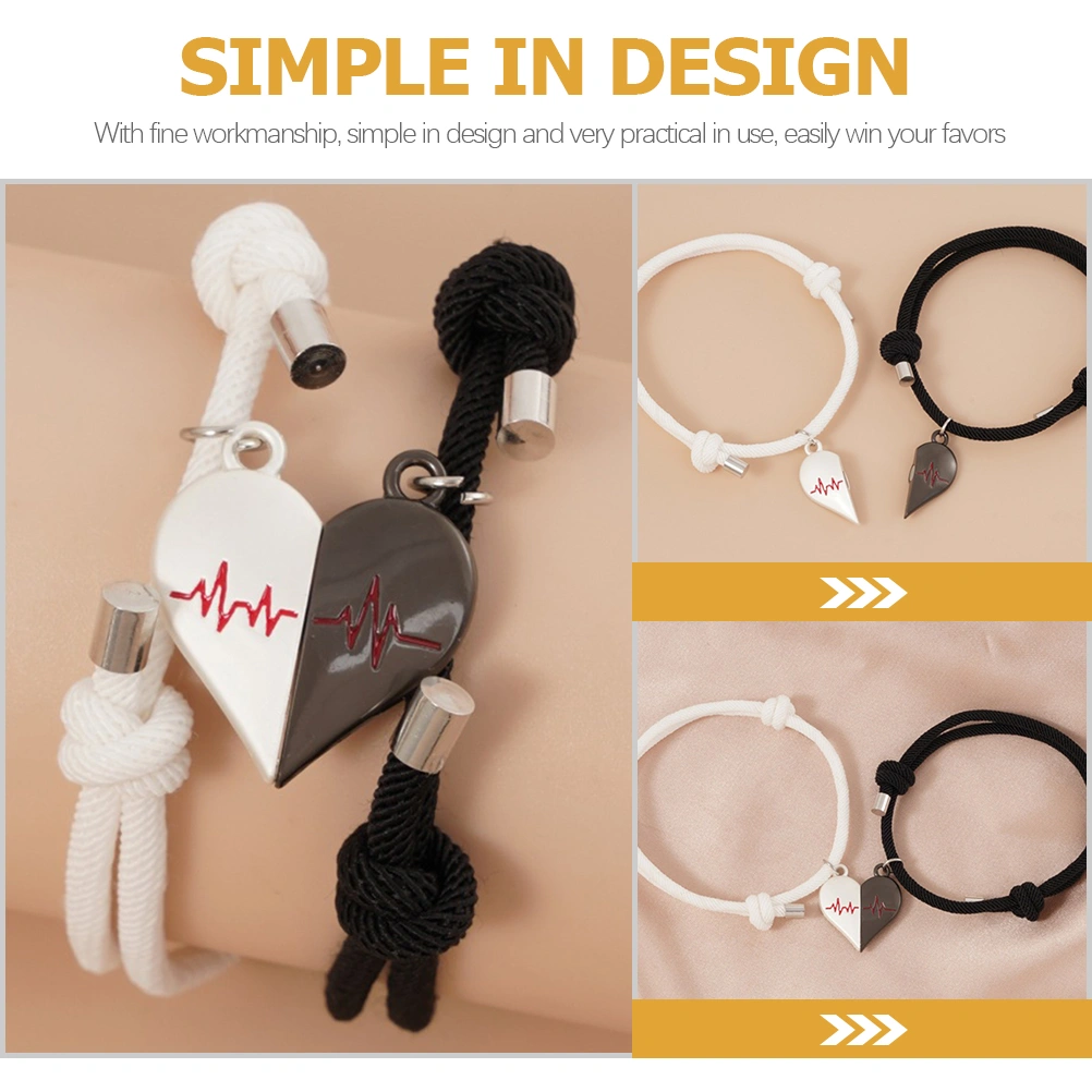 1 Pair Couple Bracelet Adjustable Lover Bracelet Magnetic Bracelet Jewelry