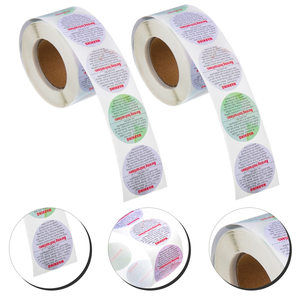 2 Rolls of Candle Warning Labels Wax Melting Safety Stickers for Candle Making Supplies