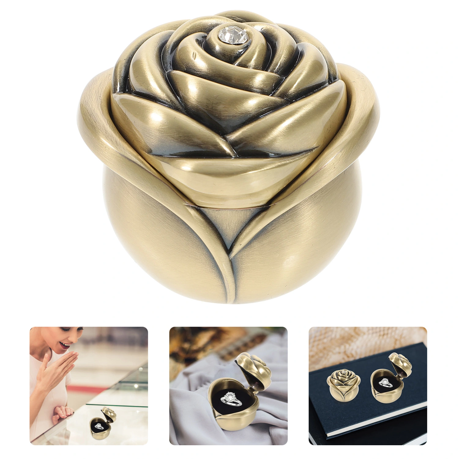 Ring Display Box Retro Ring Storage Box Metal Decorative Jewelry Holder