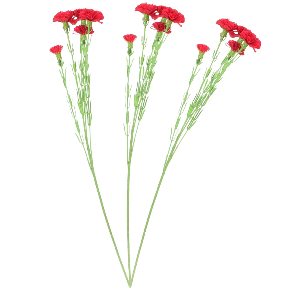 3pcs Simulated Carnation Prop Lifelike Flower Bouquet Decor Fake Carnation Mother's Day Gift Choice