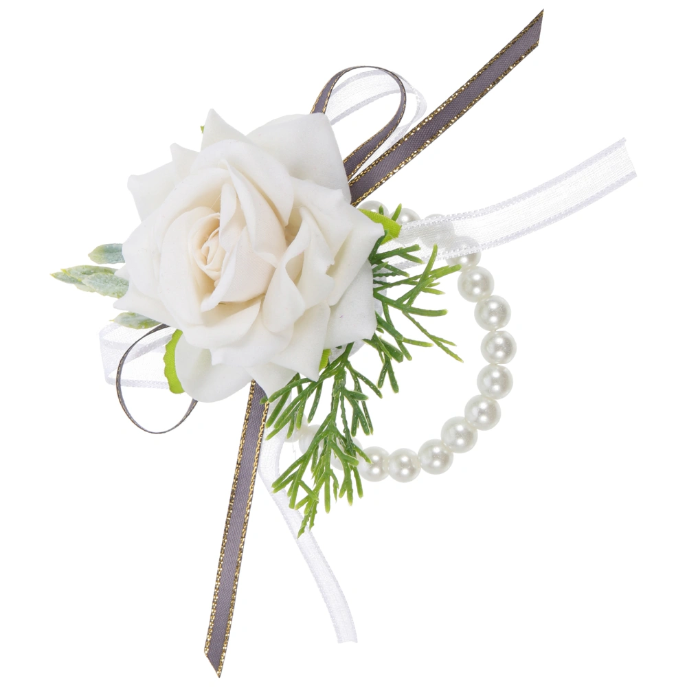 Pearl Decorative Wrist Flower Bridal Wedding Wrist Flower Prom Hand Flower