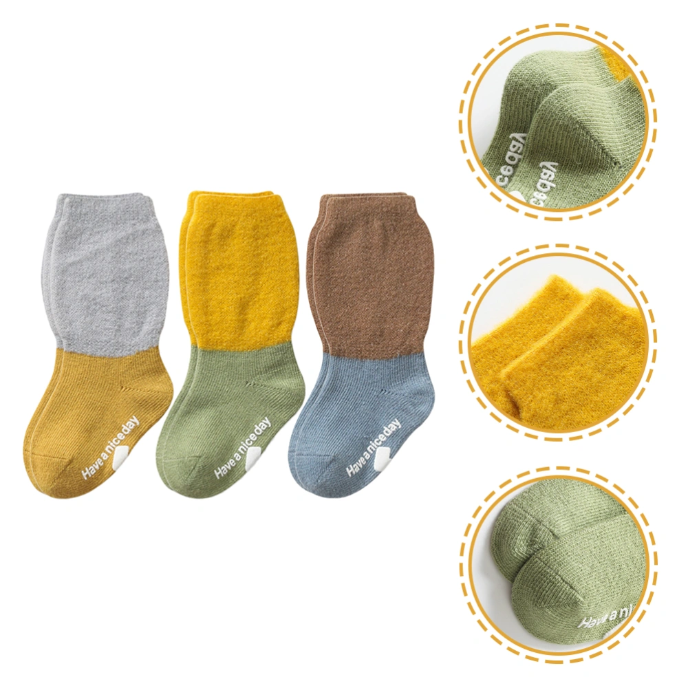 3 Pairs Baby Non Slip Socks Toddler Socks with Grips Medium Tube Baby Floor Socks