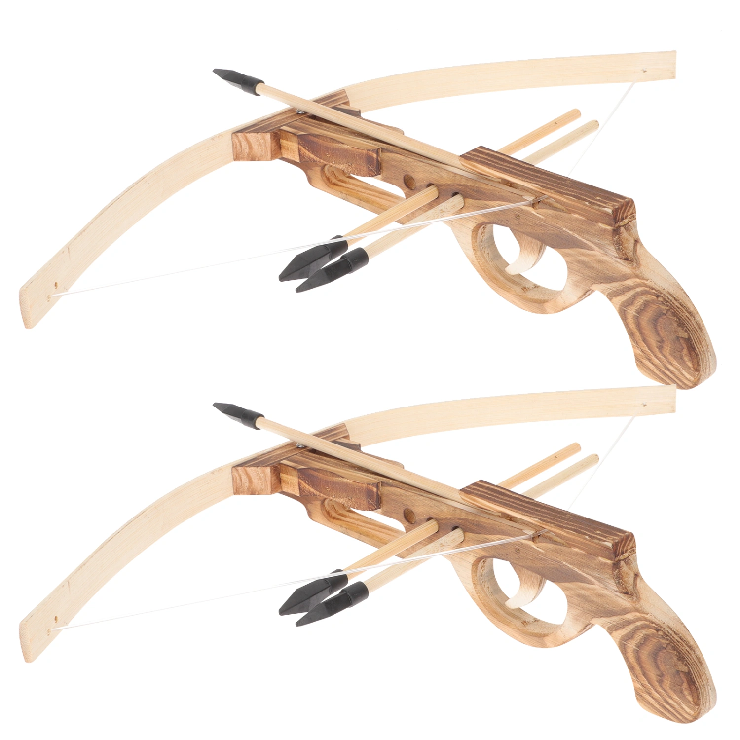 2 Sets of Kids Crossbow Toy Wooden Crossbow Toy Children Bow Arrow Toy Outdoor Kids Crossbow