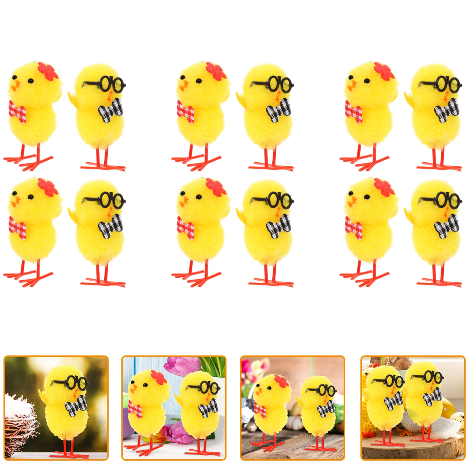 24pcs Mini Chicks Easter Chicks Decors Easter Basket Plush Chicks Decoration Random Style