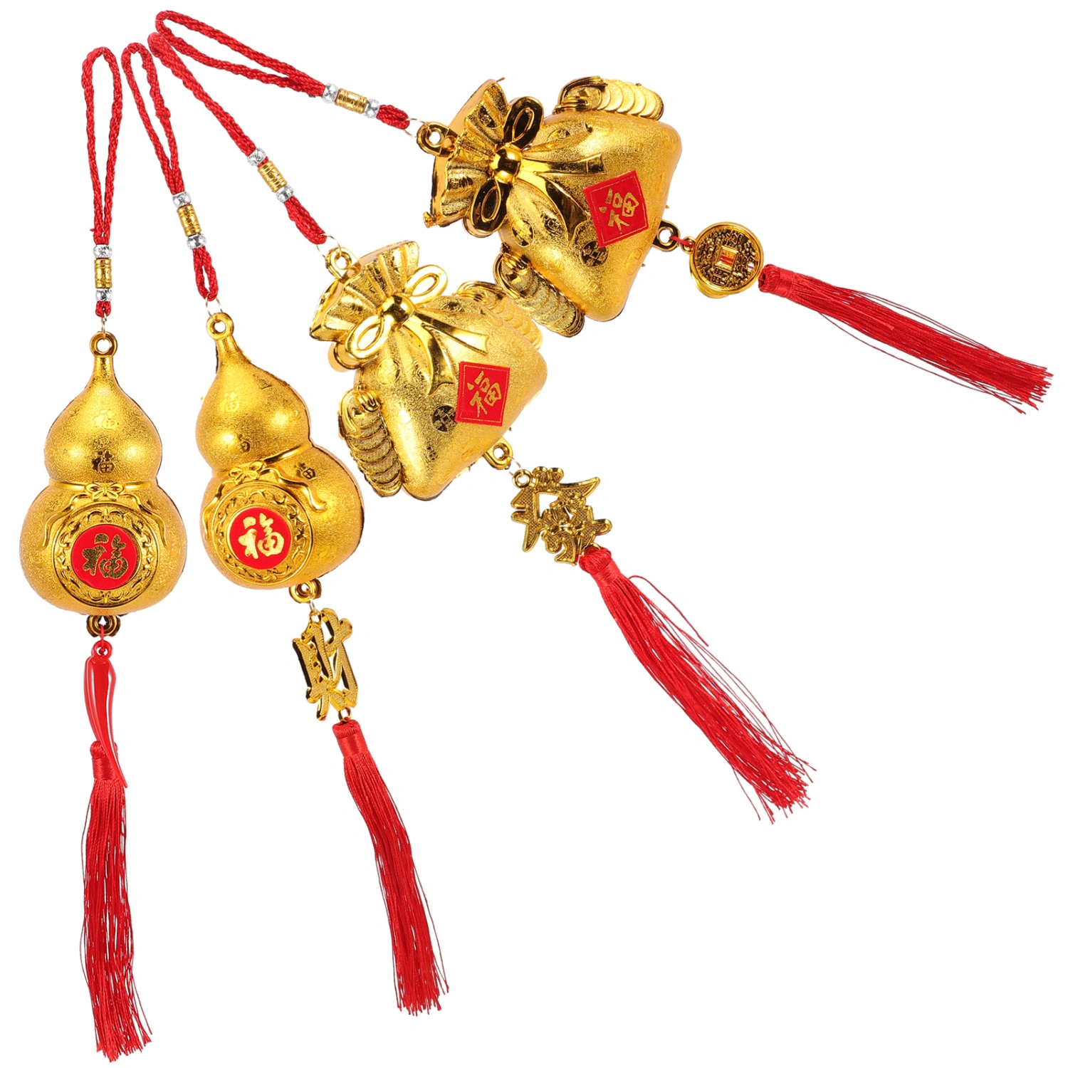 4pcs Spring Festival Pendants Hanging Decor Chinese Style Potted Plants Decoration