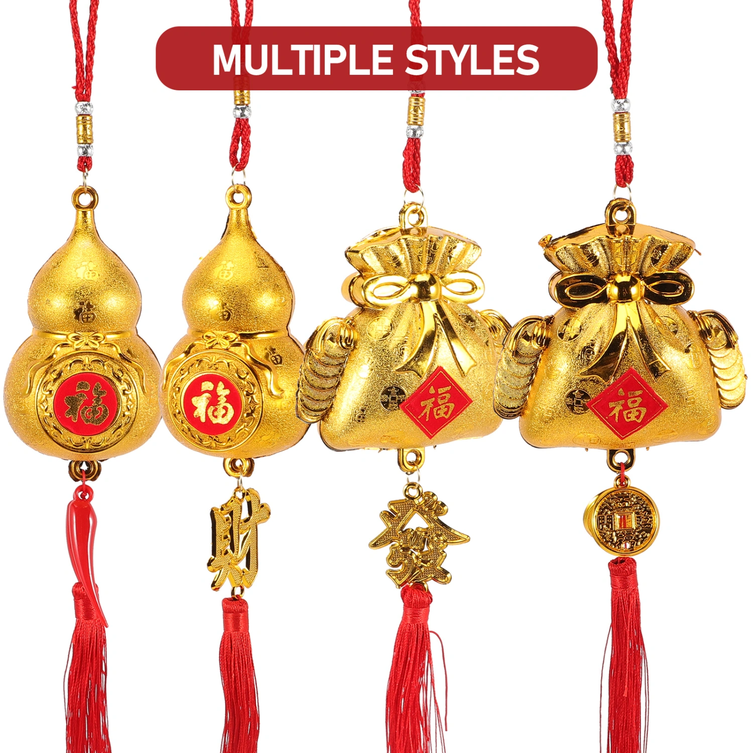4pcs Spring Festival Pendants Hanging Decor Chinese Style Potted Plants Decoration