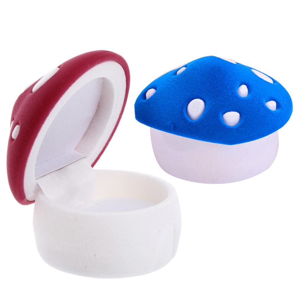 2pcs Single Ring Jewelry Boxes Mushroom Shape Jewelry Boxes Rings Storage Case