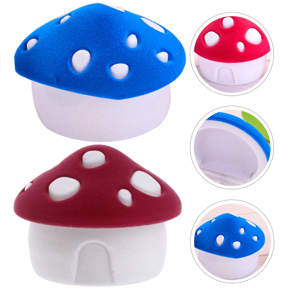 2pcs Single Ring Jewelry Boxes Mushroom Shape Jewelry Boxes Rings Storage Case