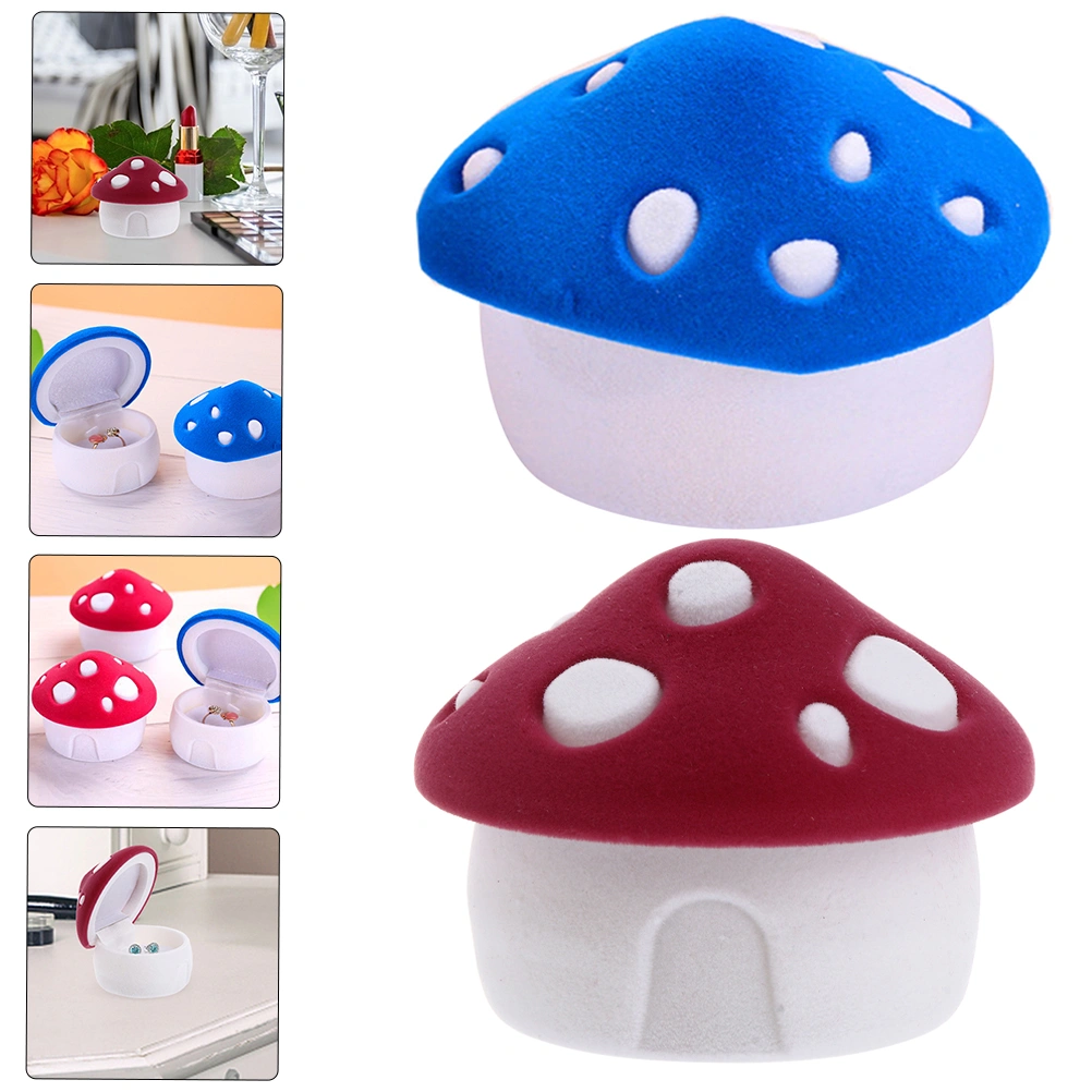 2pcs Single Ring Jewelry Boxes Mushroom Shape Jewelry Boxes Rings Storage Case