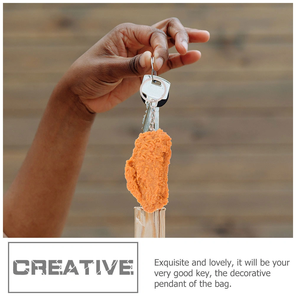 2Pcs Cooked Chicken Keychain Fried Chicken Leg Keychain Cooked Chicken Wing Key Ring