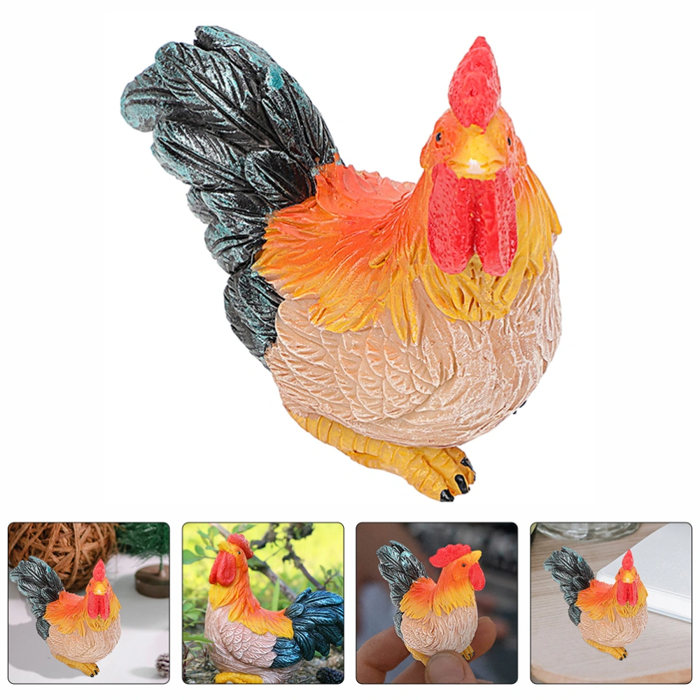 Resin Rooster Statue Garden Animal Figurine Lawn Rooster Decoration Resin Chicken Ornament