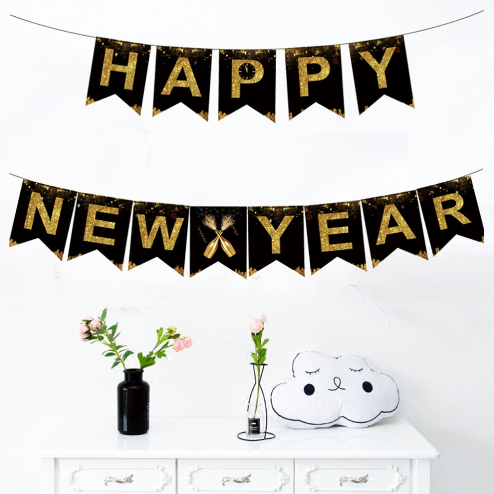 1 Set of New Year Banner Hanging 2023 Happy New Year Banner Party Favor