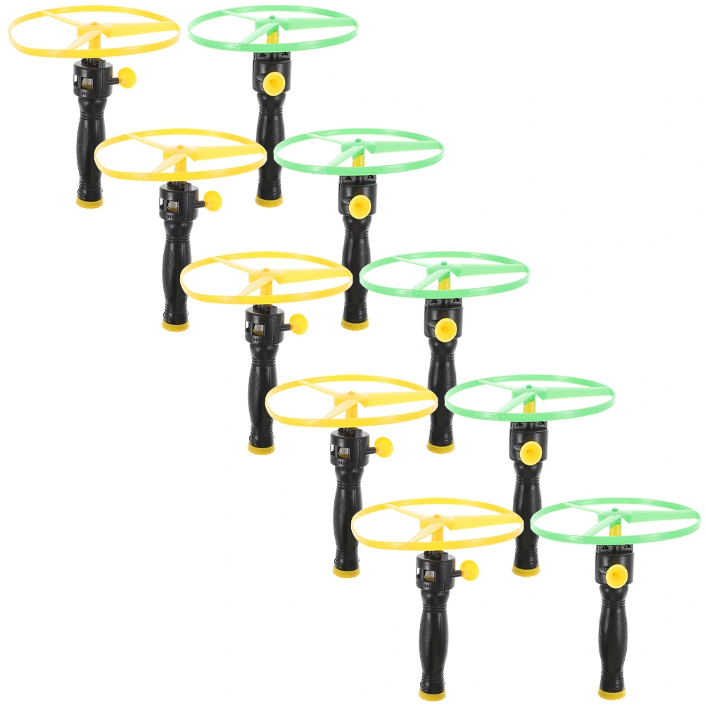 10 Sets Flying Disc Toy Pull String Saucer Toy Flying Saucer Toy Kids Outdoor Toys