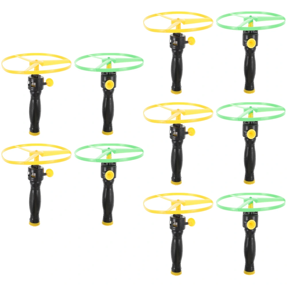 10 Sets Flying Disc Toy Pull String Saucer Toy Flying Saucer Toy Kids Outdoor Toys