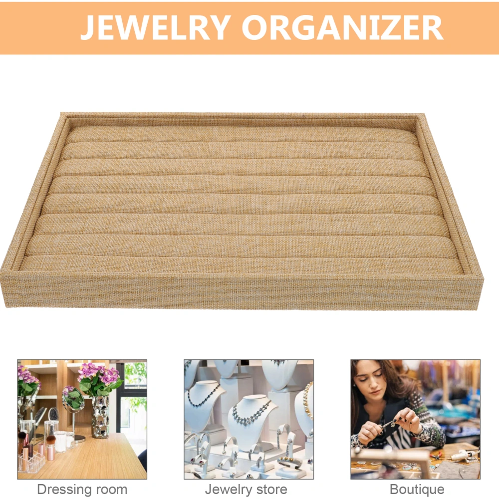 Desktop Jewelry Display Plate Multi-use Necklace Earring Management Tray Wear-resistant Linen Tray