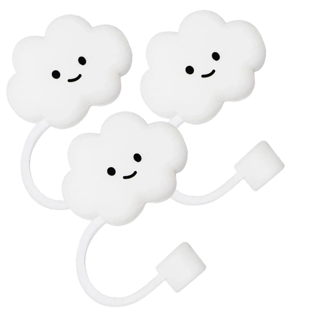 3pcs Silicone Straw Plugs Straw Tips Covers Cartoon Cloud Straw Protectors