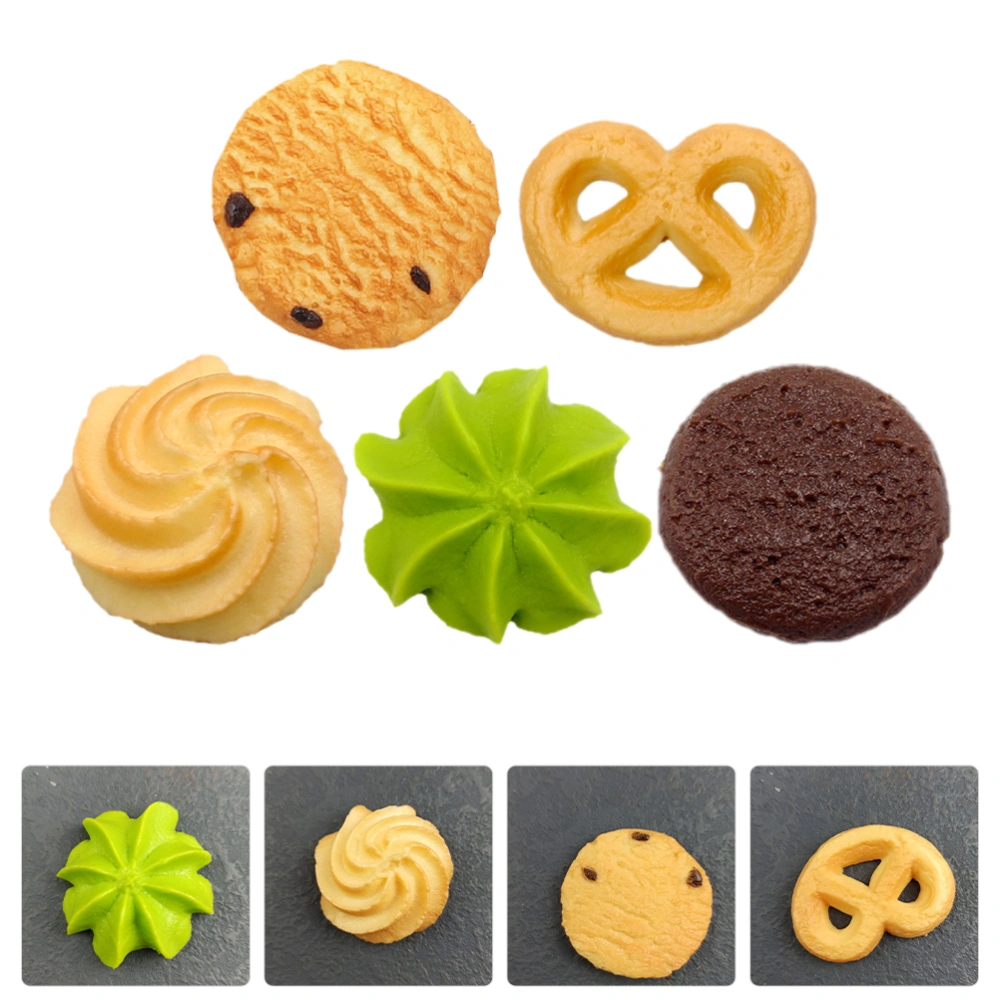 5pcs Artificial Cookie Fake Biscuits Model Simulation Cookie Realistic Dessert Decor