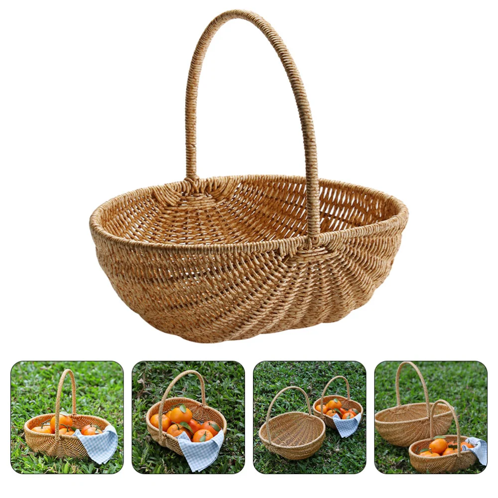 Imitation Rattan Fruits Basket Vegetable Basket Picnic Basket Storage Basket