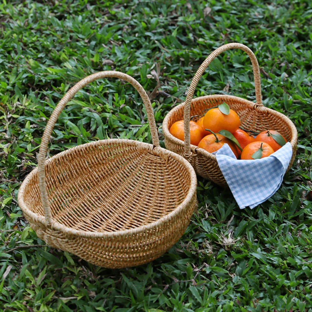 Imitation Rattan Fruits Basket Vegetable Basket Picnic Basket Storage Basket