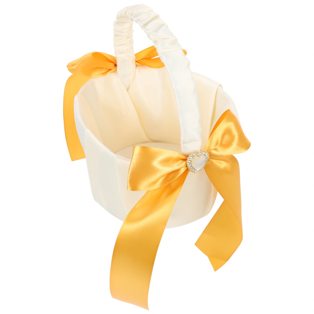 Wedding Flower Girl Basket Delicate Bowknot Design Wedding Petal Basket Decoration