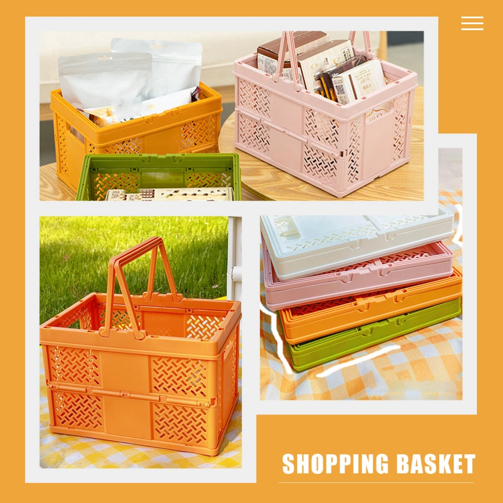 Household Practical Storage Basket Handheld Plastic Sundries Storage Basket Folding Box With Handle