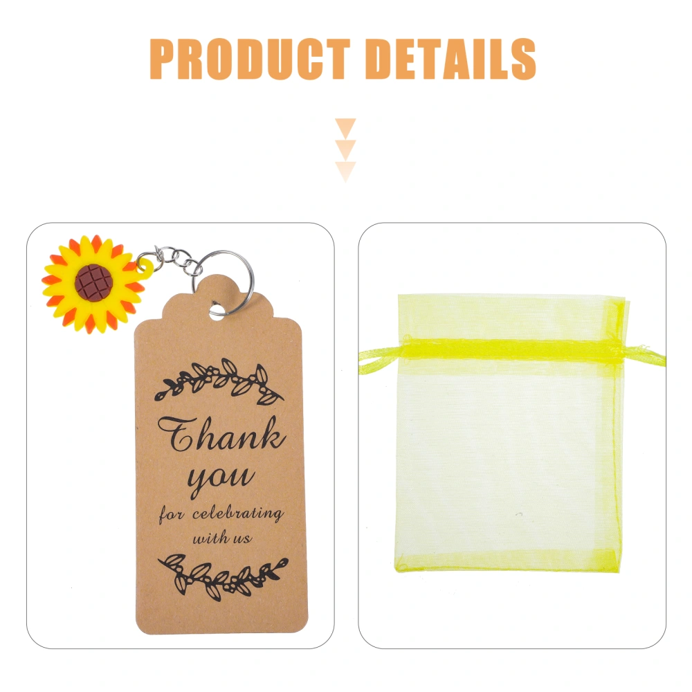 30 Sets Sunflower Party Favors Sunflower Keychains Bags Thank You Tags Cards for Return Gifts