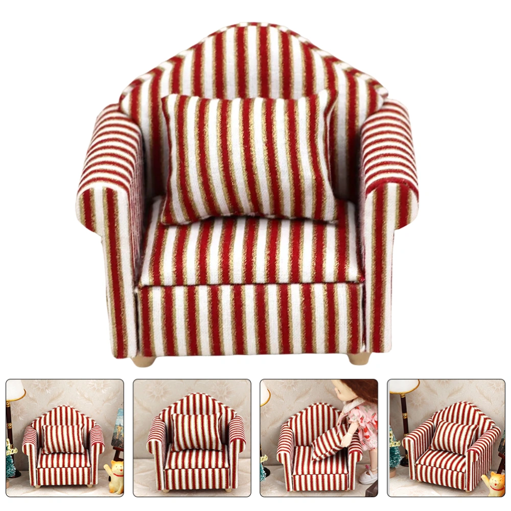 2 Sets Mini Soda Model Doll House Furniture Accessory Stripy Sofa Prop Mini House Layout Prop