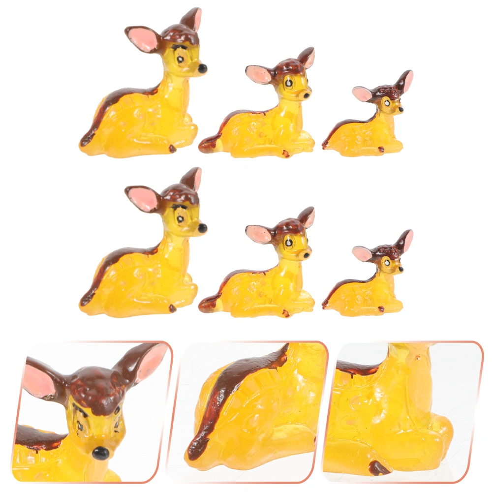 2 Sets of Resin Deer Figurine Lovely Deer Family Model Microlandscape Cartoon Deer Statue Decor