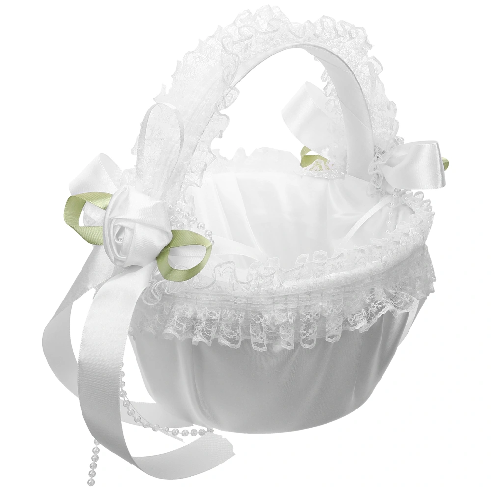 Wedding Flower Girl Basket Bowknot Flower Petal Basket Wedding Party Decoration