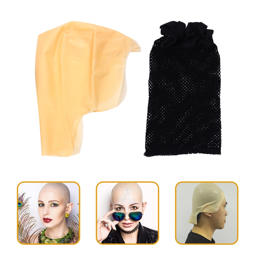 1 Set Latex Bald Cap Bald Head Cover with Hair Net for Cosplay Dress Up Makeup