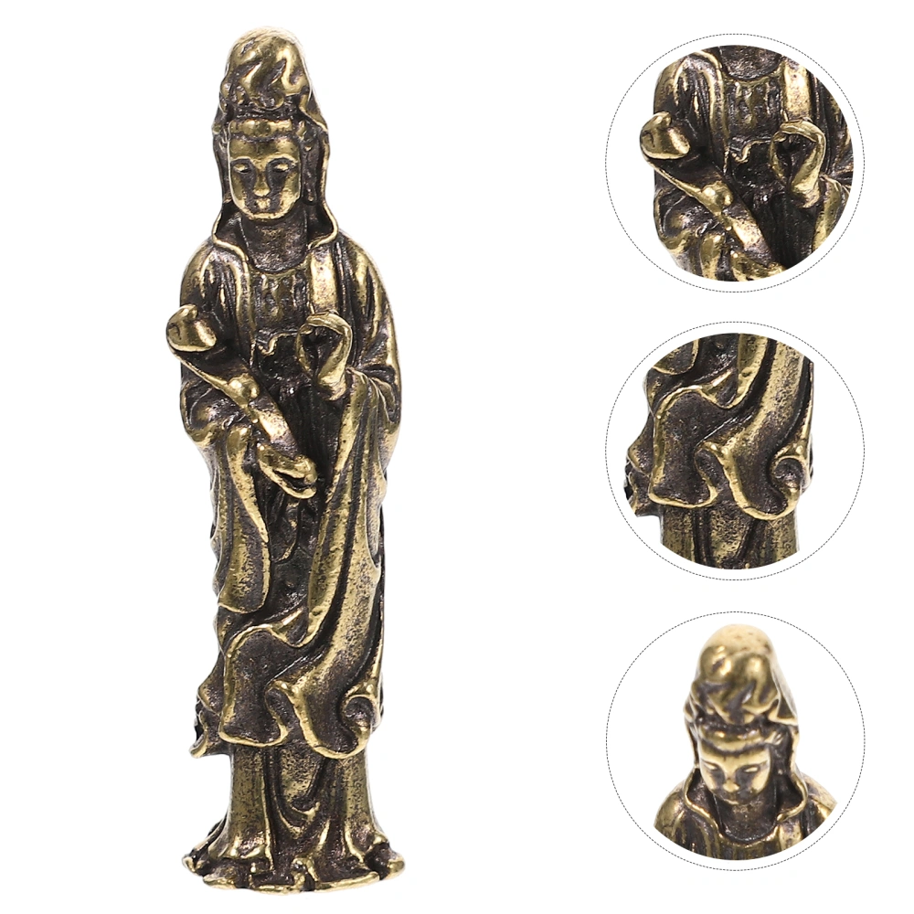 Brass Buddhist Statue Desktop Ornament Brass Craft Worship Statue Brass Decor for Sacrifice