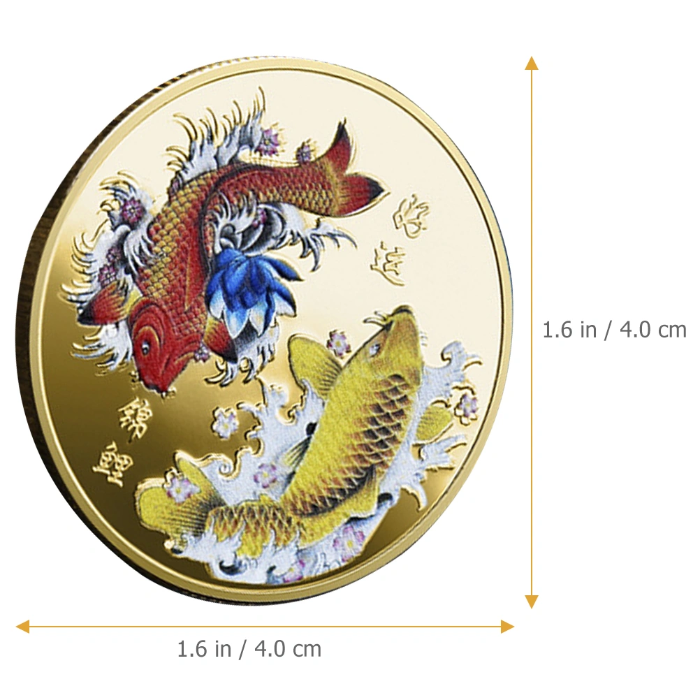 2pcs Fish Lucky Coins Commemorative Coin Traditional Fortune Coins Collectable Gift