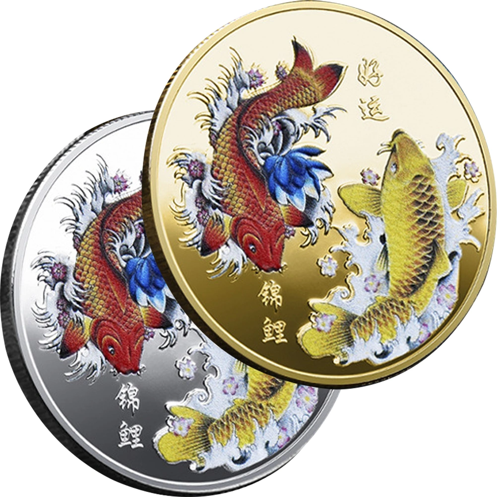 2pcs Fish Lucky Coins Commemorative Coin Traditional Fortune Coins Collectable Gift