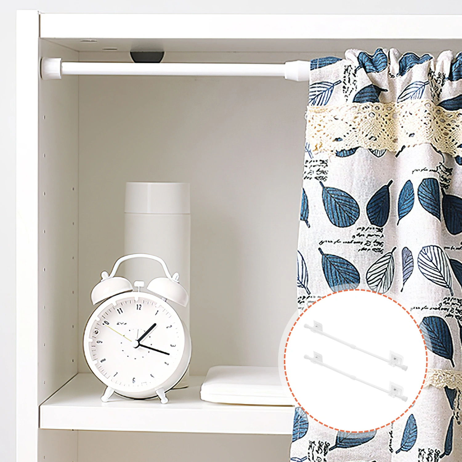2 Sets Curtain Telescoping Rod Bathroom Curtain Rod Clamp Hook Support Frame