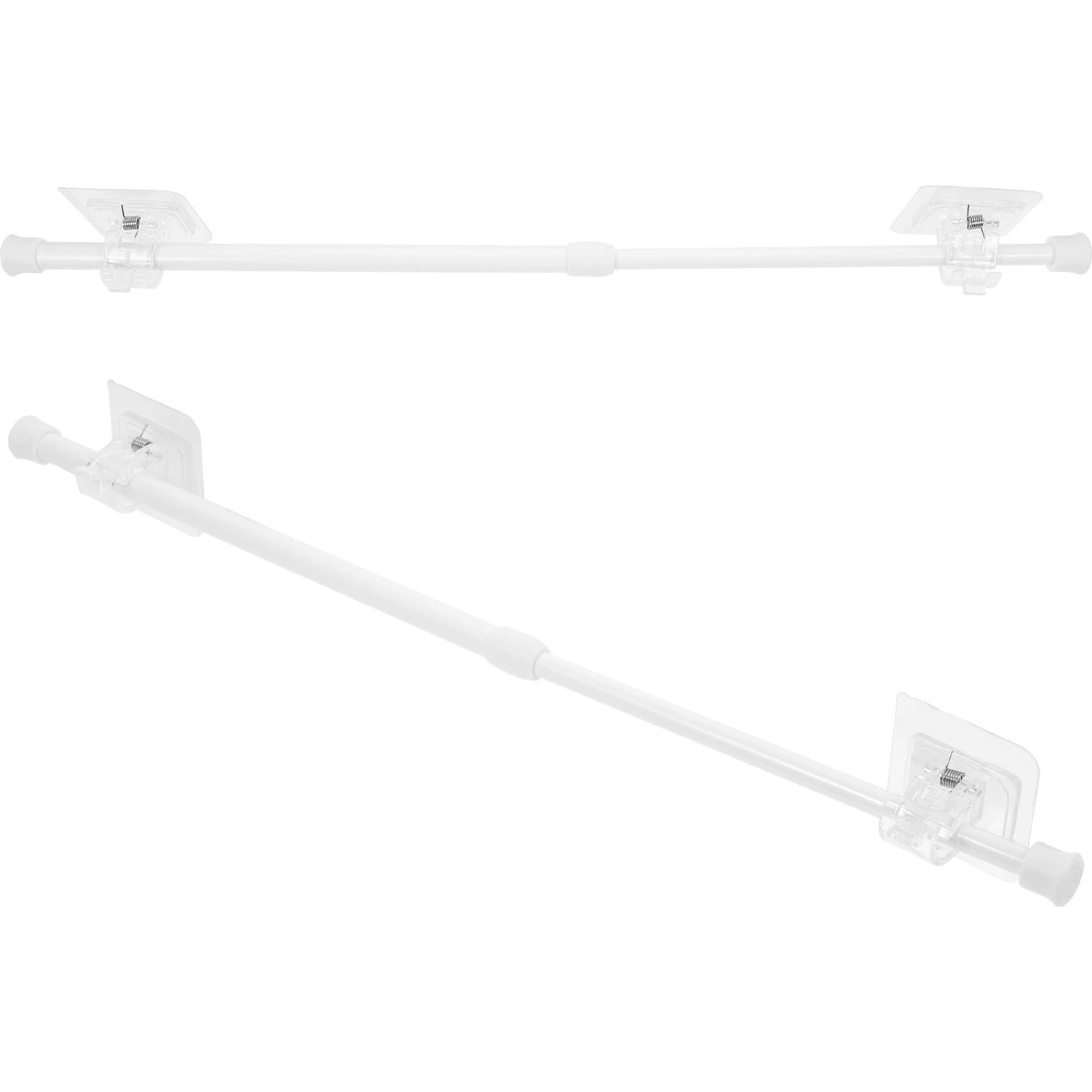 2 Sets Curtain Telescoping Rod Bathroom Curtain Rod Clamp Hook Support Frame