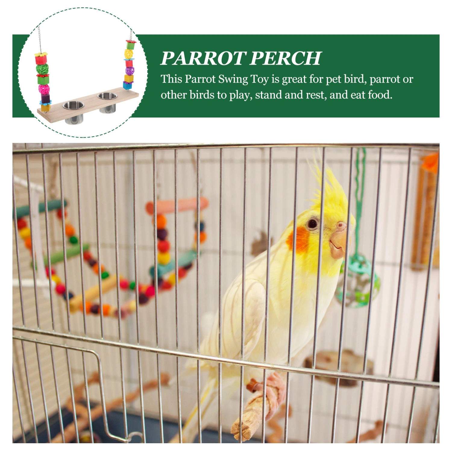 Bird Feed Swing Colorful Parrot Swing Toy Parrot Feeder Swing Toy for Bird Cage