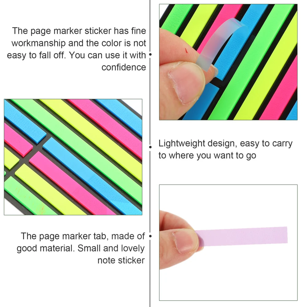 1 Box of Reading Strips Colored Reading Marking Strips Fluorescence Page Markers Notebook Tabs