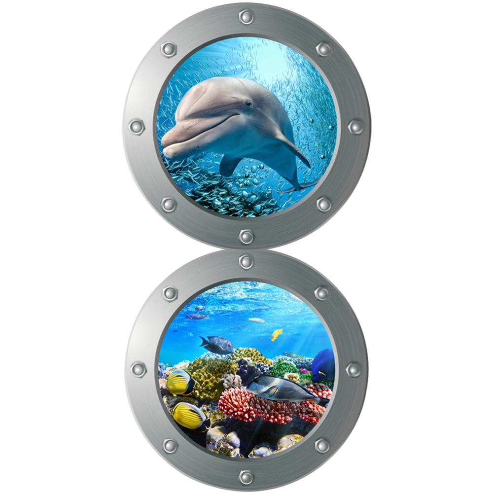 2pcs Bedroom 3D Wall Stickers Sea Life Wall Art Sticker Wall Decorative Sticker